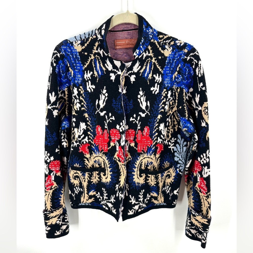 Anthropologie Pilcro Debra Sweater Jacket Cardigan Womens Small Cropped Boho - Picture 2 of 10